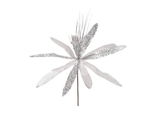 Цветок декоративный Yes! Fun Рождественская звезда серебро 40 см купить в интернет магазине подарков ПраздникШоп