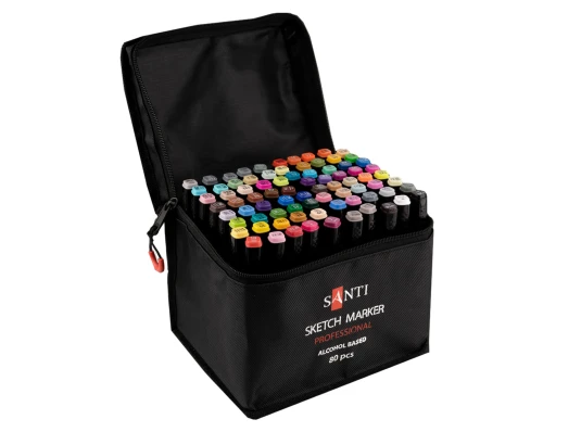Набор маркеров SANTI спиртовые в сумке 80 шт купить в интернет магазине подарков ПраздникШоп