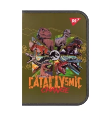 Папка факультативная пластиковая на молнии Yes Jurassic World с карманом хаки A4 купить в интернет магазине подарков ПраздникШоп