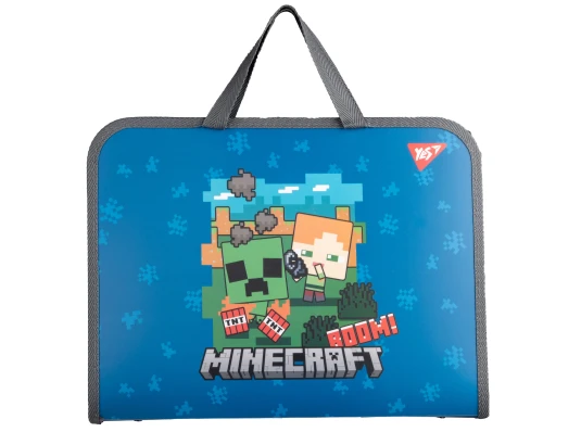 Папка-портфель Yes Minecraft Alex FC на молнии с тканевыми ручками купить в интернет магазине подарков ПраздникШоп