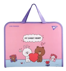 Папка-портфель Yes Line Friends Choco and Cony FC на молнии с тканевыми ручками купить в интернет магазине подарков ПраздникШоп