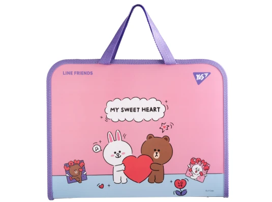 Папка-портфель Yes Line Friends Choco and Cony FC на молнии с тканевыми ручками купить в интернет магазине подарков ПраздникШоп