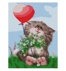 Алмазная мозаика SANTI Котик с шариком 30*40см на подрамнике купить в интернет магазине подарков ПраздникШоп