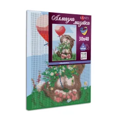 Алмазная мозаика SANTI Котик с шариком 30*40см на подрамнике купить в интернет магазине подарков ПраздникШоп