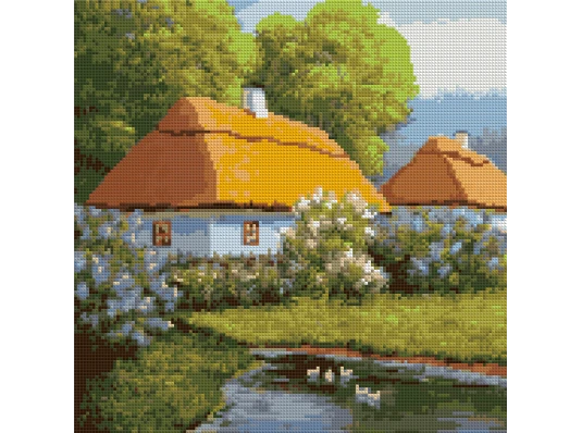 Алмазная мозаика SANTI Хутор 40*40см на подрамнике купить в интернет магазине подарков ПраздникШоп