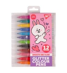 Фломастеры Yes Line Friends глиттер 12 цветов купить в интернет магазине подарков ПраздникШоп