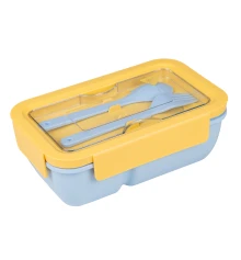 Ланч-бокс Yes Fusion 850 мл с приборами желто-голубой купить в интернет магазине подарков ПраздникШоп