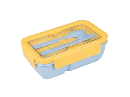 Ланч-бокс Yes Fusion 850 мл с приборами желто-голубой купить в интернет магазине подарков ПраздникШоп