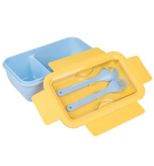 Ланч-бокс Yes Fusion 850 мл с приборами желто-голубой купить в интернет магазине подарков ПраздникШоп