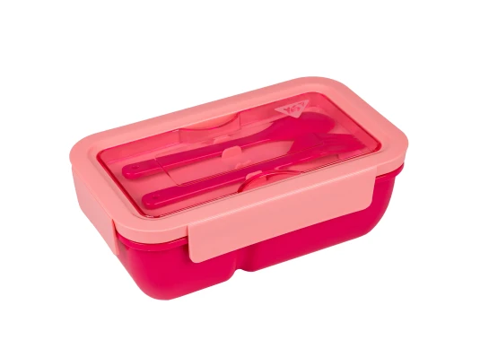 Ланч-бокс Yes Fusion 850 мл с приборами розовый купить в интернет магазине подарков ПраздникШоп