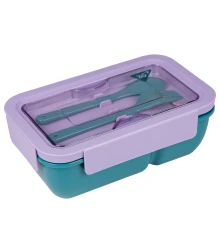 Ланч-бокс Yes Fusion 850 мл с приборами фиолетово-зеленый купить в интернет магазине подарков ПраздникШоп