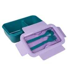 Ланч-бокс Yes Fusion 850 мл с приборами фиолетово-зеленый купить в интернет магазине подарков ПраздникШоп
