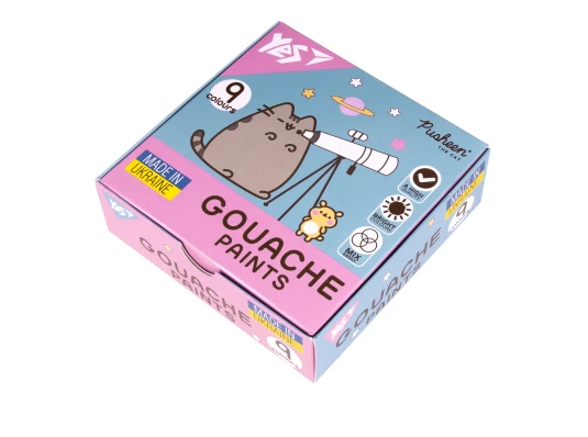 Краски гуашевые Yes Pusheen 9 цветов 20 мл купить в интернет магазине подарков ПраздникШоп
