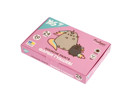 Краски гуашевые Yes Pusheen 24 цвета 20 мл купить в интернет магазине подарков ПраздникШоп