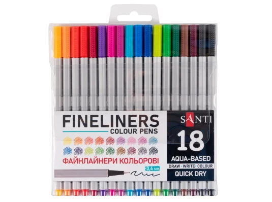 Набор файнлайнеров SANTI 18 цветов купить в интернет магазине подарков ПраздникШоп