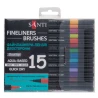 Набор файнлайнеров-кистей SANTI 15 цветов двусторонние