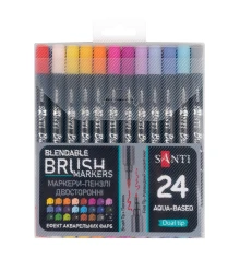 Набор маркеров акварельных SANTI Brush Marker 24 шт/уп двусторонние купить в интернет магазине подарков ПраздникШоп