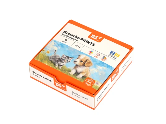 Краски гуашевые Yes Orange Line 9 цветов по 20 мл купить в интернет магазине подарков ПраздникШоп