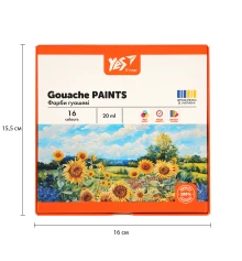 Краски гуашевые Yes Orange Line 16 цветов 20 мл купить в интернет магазине подарков ПраздникШоп