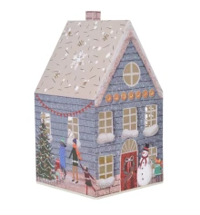 Декор новогодний Yes! Fun Домик-светильник 21см серый картон LED купить в интернет магазине подарков ПраздникШоп