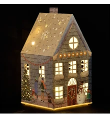 Декор новогодний Yes! Fun Домик-светильник 21см серый картон LED купить в интернет магазине подарков ПраздникШоп