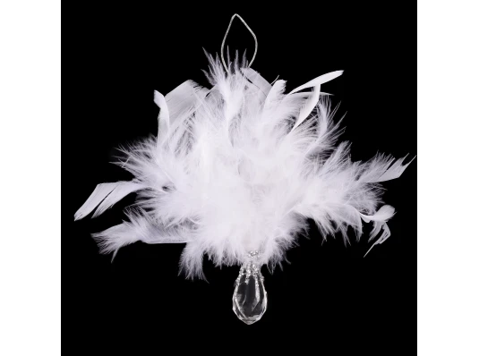 Украшение новогоднее Yes! Fun Капля с перьями 17см акрил глиттер купить в интернет магазине подарков ПраздникШоп