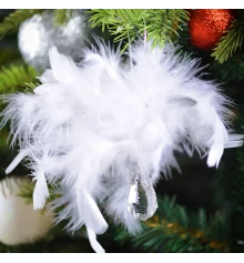 Украшение новогоднее Yes! Fun Капля с перьями 17см акрил глиттер купить в интернет магазине подарков ПраздникШоп