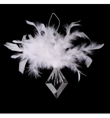 Украшение новогоднее Yes! Fun Ромб с перьями 17см акрил глиттер купить в интернет магазине подарков ПраздникШоп