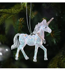 Украшение новогоднее Yes! Fun Единорог 11см акрил глиттер купить в интернет магазине подарков ПраздникШоп