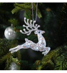 Украшение новогоднее Yes! Fun Олень 12см акрил глиттер купить в интернет магазине подарков ПраздникШоп