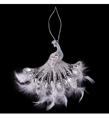 Украшение новогоднее Yes! Fun Павлин с перьями 17см акрил глиттер купить в интернет магазине подарков ПраздникШоп
