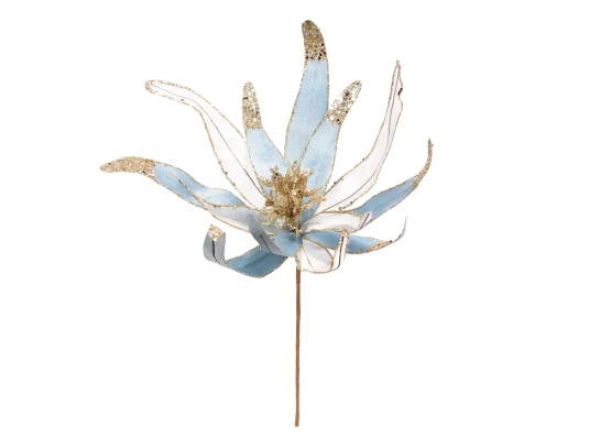 Цветок декоративный Yes! Fun Рождественская звезда голубой 40см купить в интернет магазине подарков ПраздникШоп