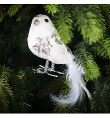 Фигурка новогодняя Yes! Fun Птичка 20см белая клип купить в интернет магазине подарков ПраздникШоп
