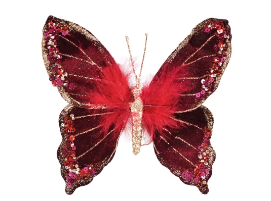Украшение декоративное Yes! Fun Бабочка 18см бордо купить в интернет магазине подарков ПраздникШоп