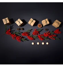 Ветка декоративная Yes! Fun Красные ягоды и хвоя купить в интернет магазине подарков ПраздникШоп