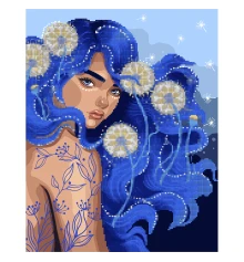 Картина по номерам с алмазной мозаикой SANTI Девушка с голубыми волосами купить в интернет магазине подарков ПраздникШоп