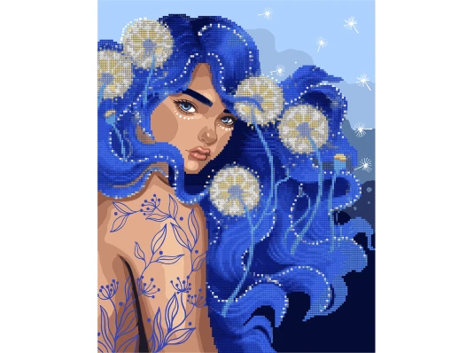 Картина по номерам с алмазной мозаикой SANTI Девушка с голубыми волосами купить в интернет магазине подарков ПраздникШоп