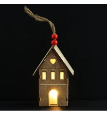 Фигурка декоративная Yes! Fun Домик 10см подвеска дерево LED купить в интернет магазине подарков ПраздникШоп