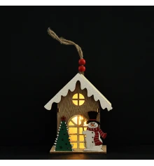 Фигурка новогодняя Yes! Fun Домик со снеговиком 11см подвеска дерево LED купить в интернет магазине подарков ПраздникШоп