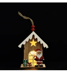 Фигурка новогодняя Yes! Fun Домик с Сантой 11см подвеска дерево LED купить в интернет магазине подарков ПраздникШоп