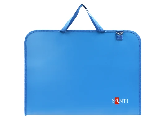 Папка-портфель SANTI А3 для эскизов с тканевыми ручками синяя пластик купить в интернет магазине подарков ПраздникШоп