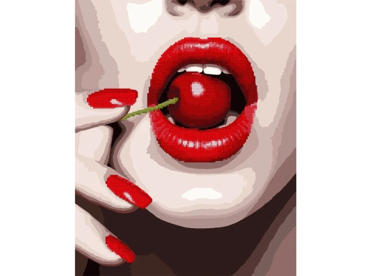 Картина по номерам с алмазной мозаикой SANTI Вишневые уста купить в интернет магазине подарков ПраздникШоп