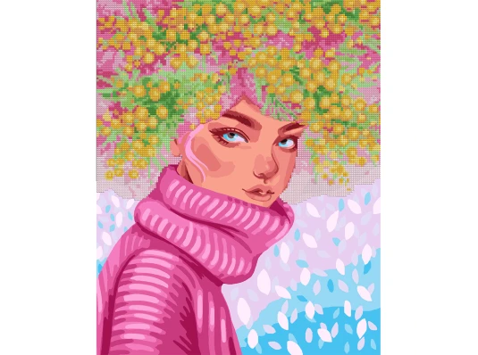 Картина по номерам с алмазной мозаикой SANTI Девушка-мимоза купить в интернет магазине подарков ПраздникШоп