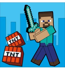 Картина по номерам SANTI Майнкрафт. Стив и алмазный меч 25х25 см LED подсветка купить в интернет магазине подарков ПраздникШоп