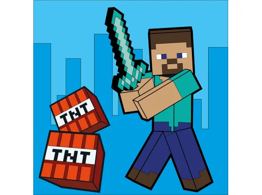 Картина по номерам SANTI Майнкрафт. Стив и алмазный меч 25х25 см LED подсветка купить в интернет магазине подарков ПраздникШоп