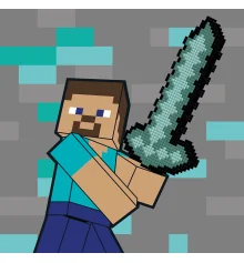 Картина по номерам с алмазной мозаикой SANTI Майнкрафт Стив и алмазный меч 25х25 см купить в интернет магазине подарков ПраздникШоп