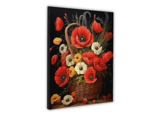 Картина по номерам с алмазной мозаикой SANTI Корзина с маками купить в интернет магазине подарков ПраздникШоп