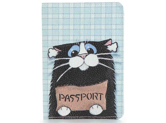 Кожаная обложка на паспорт Котэ купить в интернет магазине подарков ПраздникШоп