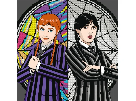 Картина по номерам с алмазной мозаикой SANTI Уэнсдэй и Агнес 40х40 см купить в интернет магазине подарков ПраздникШоп
