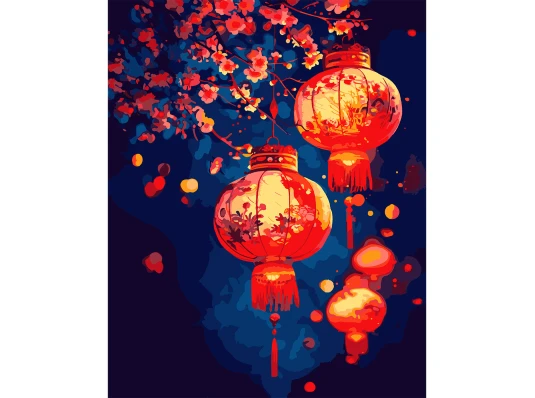 Картина по номерам SANTI Японские фонарики купить в интернет магазине подарков ПраздникШоп